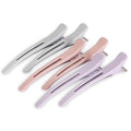 Hair Clips for Styling Sectioning - 6 PCS No Crease Hair Clips for Women - Non Slip Duck Billed Hair Roller Clips with Silicone Band - Salon Hair Sectioning Clips - Gray