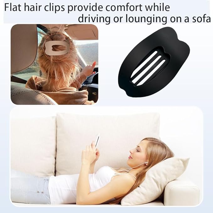 Flat Hair Clips for Women 4Pcs Matte Flat Claw Clips Strong Styling Large Hair Clips for Thick Hair and Fine Hair Strong Hold No Slip Grip Hair Claw Clips French Duckbill Hair Clip (Neutral Colors)