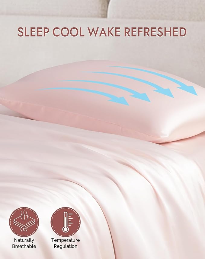 SilkSilky 100% Mulberry Silk Pillowcase - Pure 22 Momme High-Grade 6A Fibers for Hair & Skin, Envelope Closure, Natural, Organic, Breathable & Cooling Pillow Case (King, Pink)