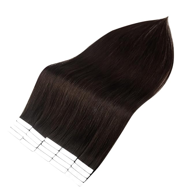 Full Shine Brown Hair Extensions Invisible Tape in Hair Extensions Human Hair 28Inch 40PCS Color 2 Dark Brown 100Gram Seamless for Daily Wear Adhesive Long Double Sided Add Length