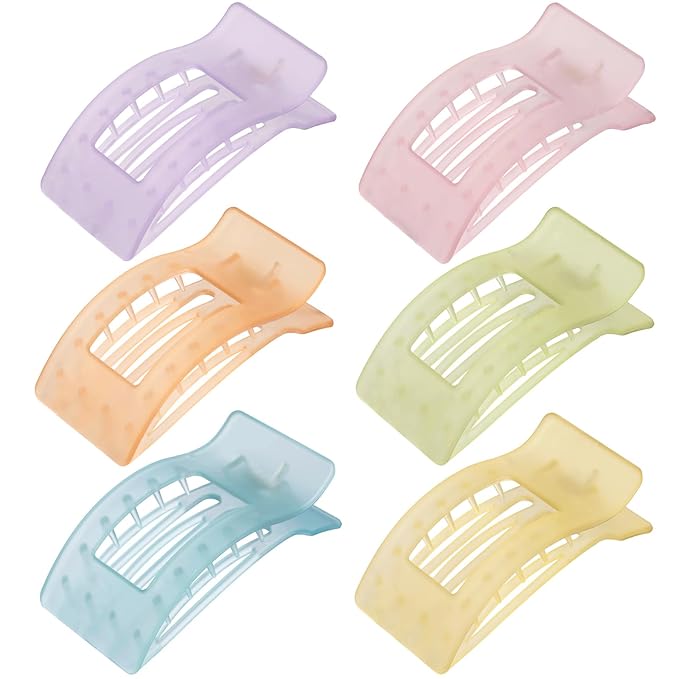 French Flat Hair Clips for Women 6pcs Hair Claw Clips for Thick or Thin Hair Matte Claw Clips for Girls Barrettes Non-Slip Strong Hold Hair Accessories for Women (Ice Cream)