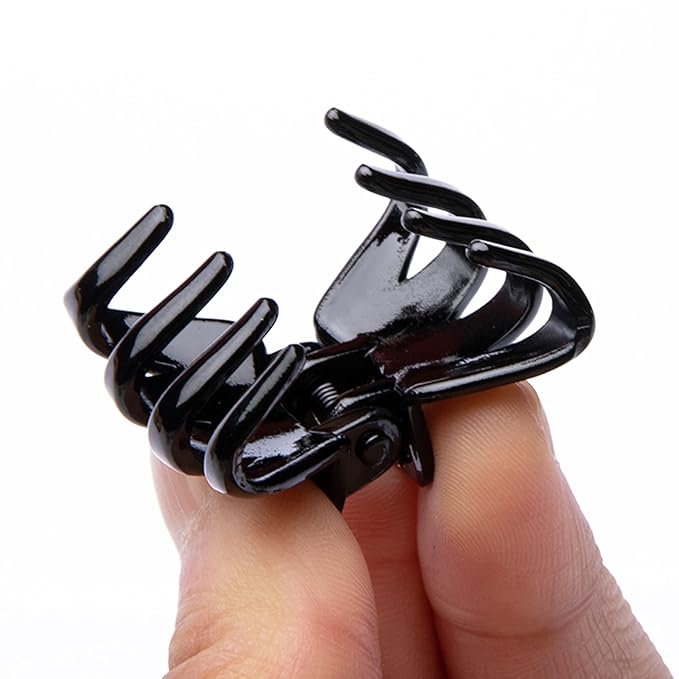 Cobahom 12 Pack Small Hair Claw Clips 1.2 Inch Plastic Hair Clips for Thin Hair No-Slip Mini Hair Clips Hair Styling Accessories for Women and Girls (Black)
