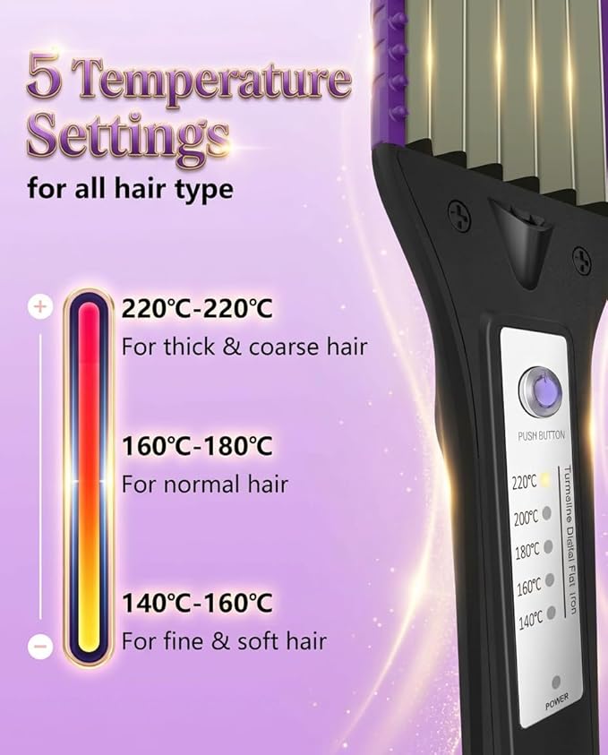 DSHOW Hair Crimper for Women with 4 Interchangeable Plates, Crimper Hair Iron Volumizing Flufft Hairstyle Crimping Iron for Hair with 5 Heat Settings & 60 Min Auto Off