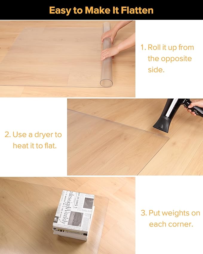Clear Frosted Floor Mat, PVC Durable Anti-Scratch Floor Mat (20"x 28")