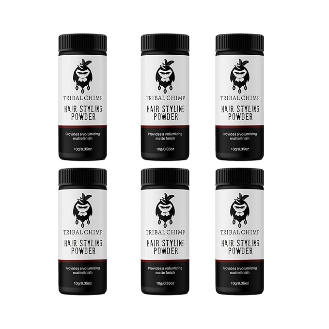 Tribal Chimp Hair Styling Powder, All-day Invisible Hold Hair Volumizer and Texture Powder for Men and Women, Styling Powder with Matte Finish - 6-Piece Set, 10g