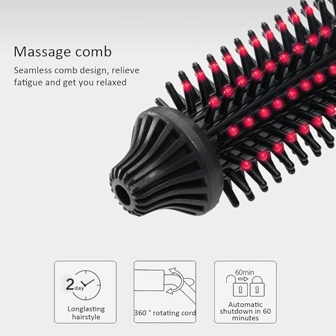 Hair Curler Brush, 30W Foldable Curling Iron Comb Salon Air Paddle Styling Brushes Generator Ceramic Lightweight Hot Air Volumize Hair Brush for Volume and Soft Curls(US)
