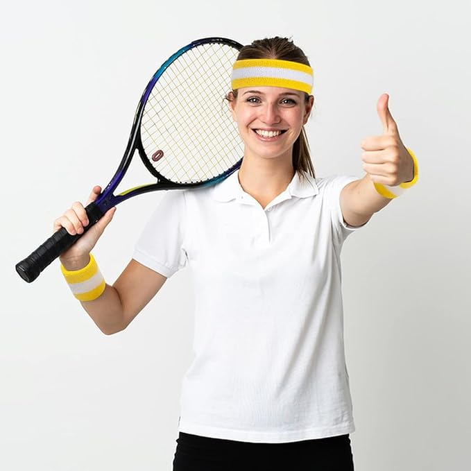 ONUPGO Sweatband Headbands for Men & Women -12PCS Sports Headbands Moisture Wicking Athletic Cotton Terry Cloth Headband for Tennis,Basketball,Football,Gym,Working Out