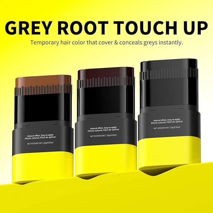 Gowwim Root Touch up Powder, Instantly Gray Hair Cover up Hairline Powder for Women & Men Waterproof and Sweatproof Root Cover Up Long-Lasting for Thinning & Loss Hair (med brown-1, 15g)