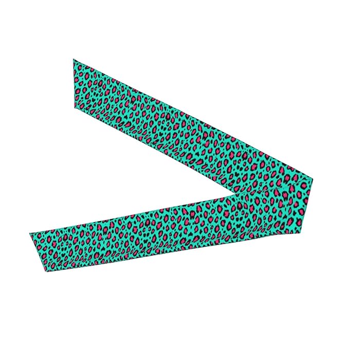 Boys Girls Sports Sweat Band, Boho Style Elastic Head Ribbon for Running Fitness Spa, Beauty Skinny Cheetah Turquoise Mint Green Leopard Print Headwear Hand Decor