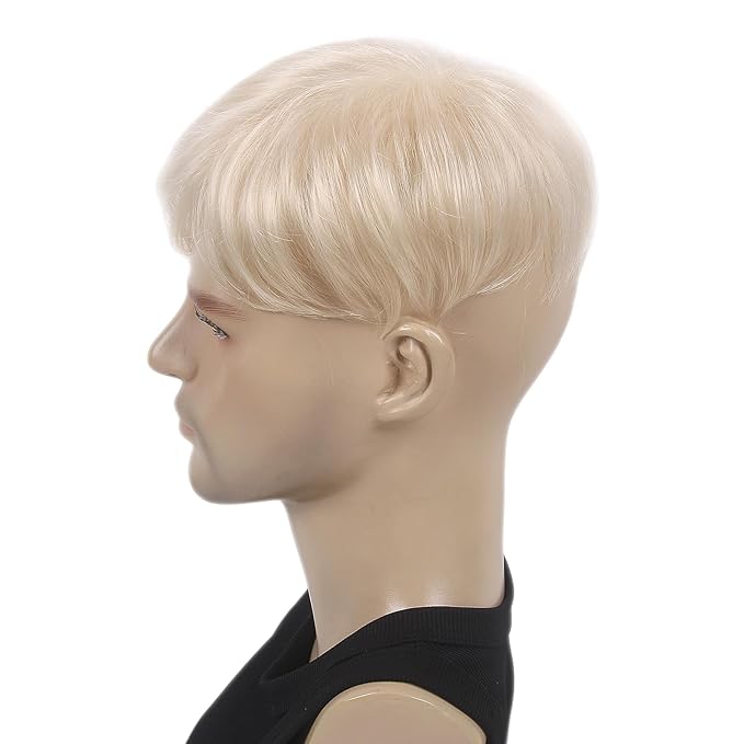 H&Bwig Men Short Toppers Hairpiece Clip in Hair Extensions for Covering White Loss Hair Toupee (Blonde6063#613)