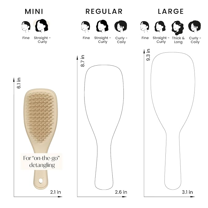 Tangle Teezer Ultimate Detangler Hairbrush, Eliminates Knots & Reduces Breakage, Mini Hair Brush for Travel, Small Hands & All Hair Types, Oat Cream