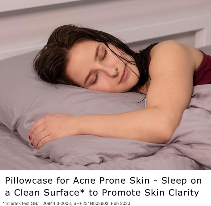 Anti Acne Pillowcase - Standard Size 20"x26" with Zipper, Premium 75% Viscose Derived from Bamboo, 25% Modal Blend, Beige, 1 Piece - Cooling Silky Satin Pillow Case - Oeko-TEX Certified
