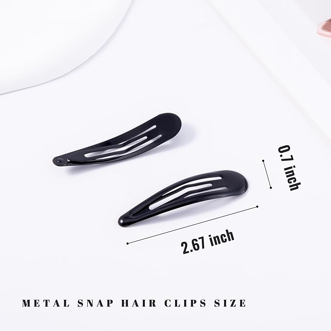 Metal Snap Hair Clips Water Drop No Slip Hair Barrettes for Women Large Hair Clips For Thick And Thin Fine Hair,Black,2.67 x 0.7 Inches,12 PCS