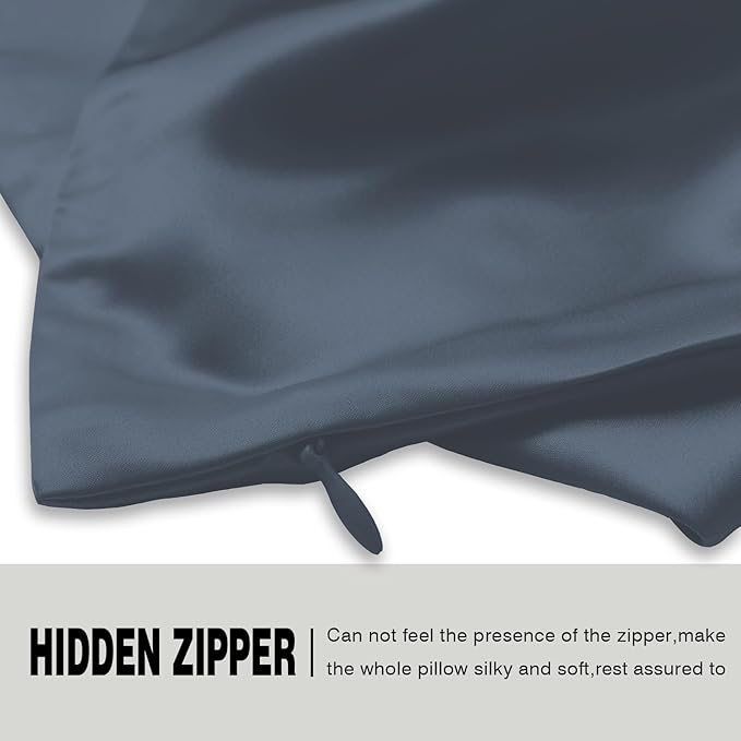 Mulberry Silk Pillow Cases Standard Size Silk Pillowcase with Zipper Soft Breathable Smooth Cooling Satin Silk Pillow Covers for Sleeping for Hair and Skin (Space Grey,20"X 26",1Pcs)