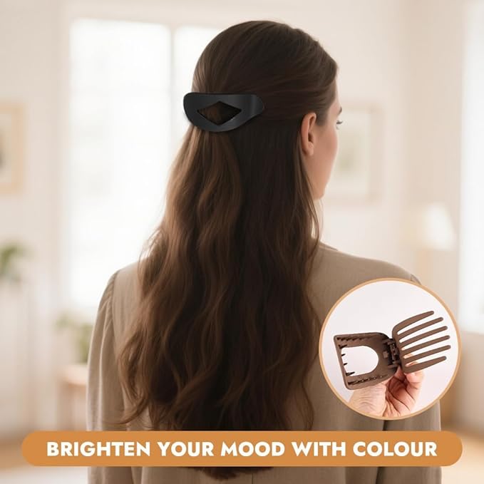 Flat Hair Claw Clips for Women,Matte Medium Hair Clips for Thick & Thin Hair- Comfortable Everyday Use for Office, Yoga, Party & Casual Styling (4PCS I)