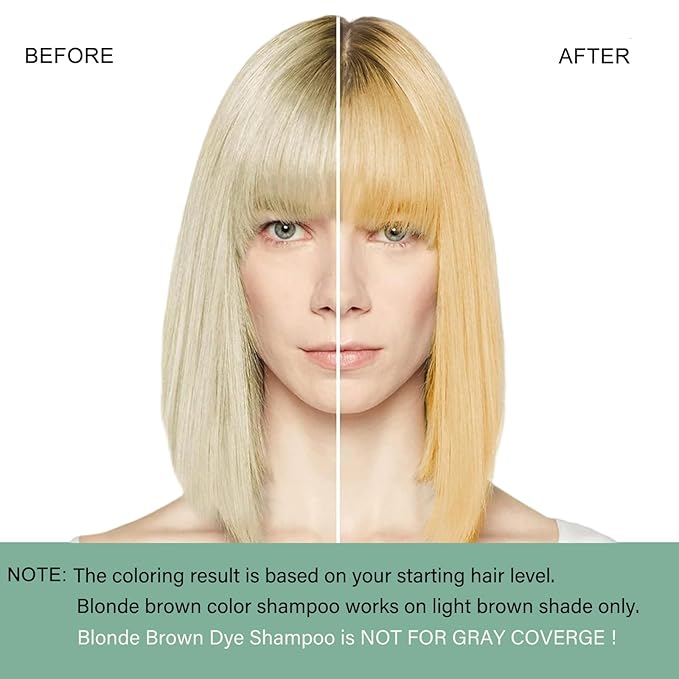 Fvquhvo Instant Hair Color Shampoo, Blonde Brown for Women Men, Long Lasting Brown Hair Dye Colors in Minutes, Easy to Use