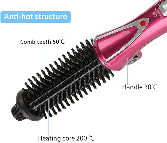 Hair Curler Brush, 30W Foldable Curling Iron Comb Salon Air Paddle Styling Brushes Generator Ceramic Lightweight Hot Air Volumize Hair Brush for Volume and Soft Curls(US)