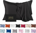 Mulberry Silk Pillowcase for Hair and Skin,King Size Cooling Silk Pillow Case with Hidden Zipper,Allergen Proof Dual Sides Soft Breathable Smooth Silk Pillow Cover for Women(King,Black)
