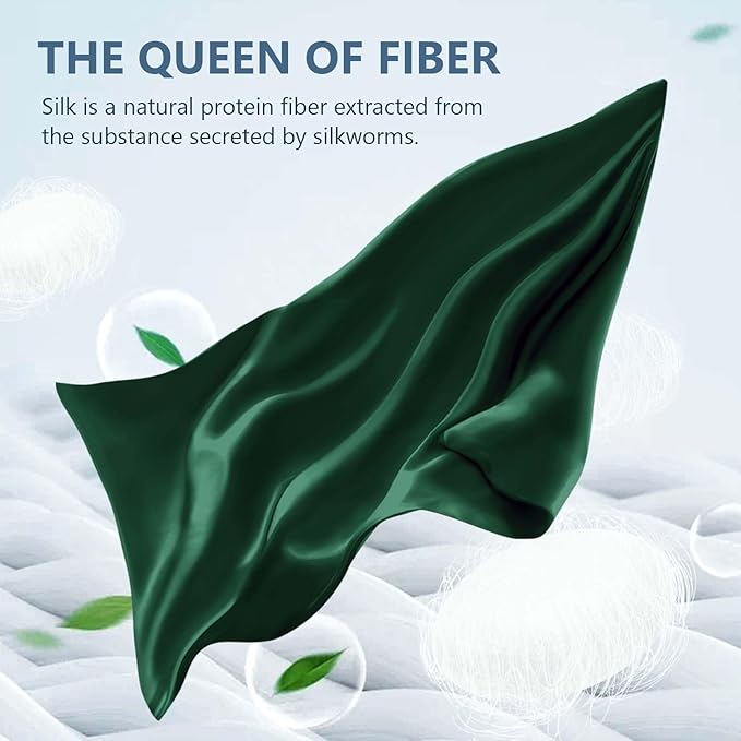 Silk Pillow Cases Queen Size 100% Mulberry Silk Pillowcase for Hair and Skin 22 Momme Both Side Grade 6A Silk Cooling Soft Breathable 20 x 30 Inches with Hidden Zipper 1PC, Green