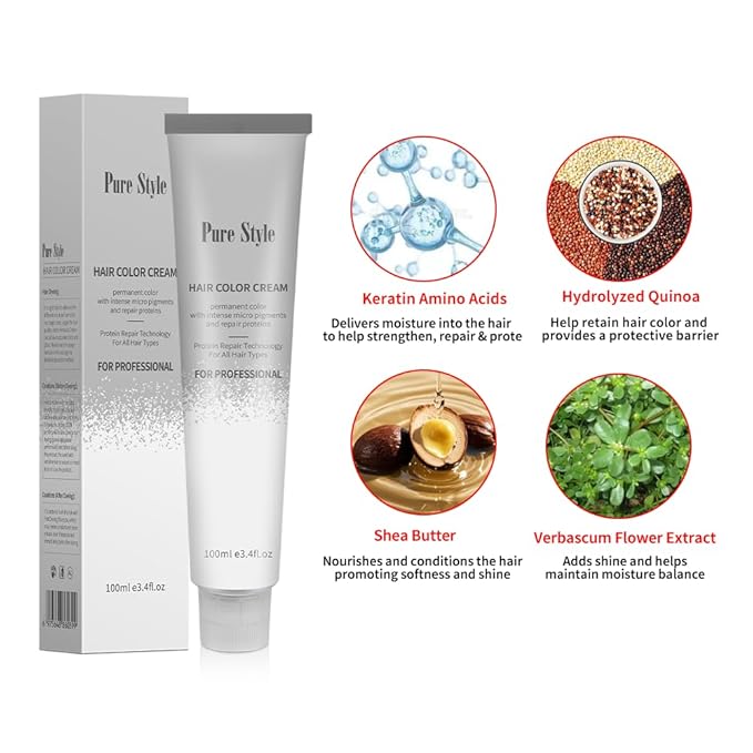 PureStyle 100g Professional Permanent Hair Color Dye Cream Ammonia Free, Long Lasting Orange Color, Natural Shine, For All Hair Types Easy At Home Application (0/43 Orange)