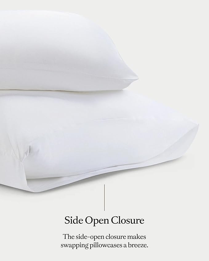 Cozy Earth King Pillowcases Set of 2 - Made of 100% Viscose from Bamboo, Ultra-Soft & Luxury, Woven from Naturally Breathable & Lightweight Fabric - White