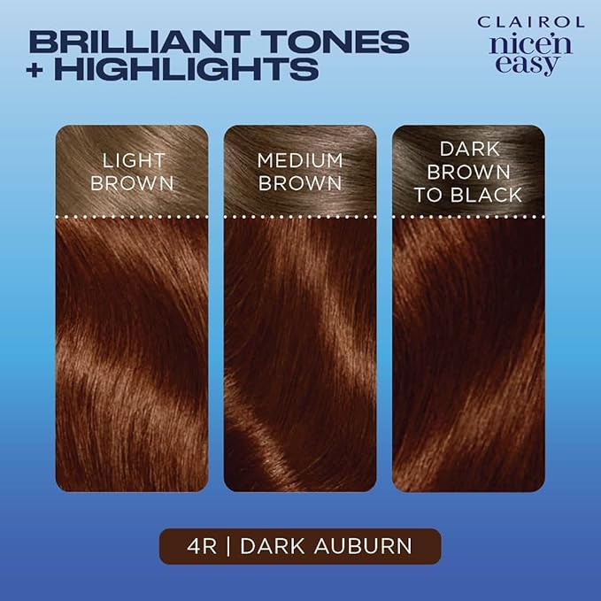 Clairol Nice'n Easy Permanent Hair Dye, 4R Dark Auburn Hair Color, Pack of 2