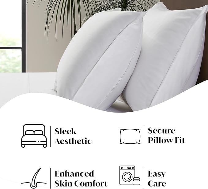 Luxury Bamboo Market | King Envelope Pillowcase Set | 100% Viscose Made from Bamboo | Organically Grown | Ultra Soft | Cooling | 2pcs [Classic White]