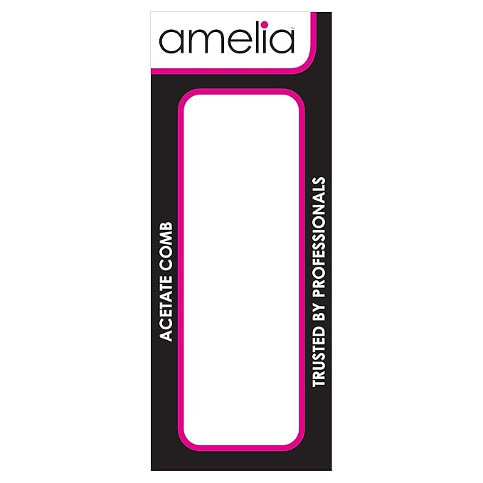 Amelia Beauty Cellulose Acetate 8in Rat Tail Comb, Handmade, Smooth Edges, Eco-Friendly Plant Based Material, Log Tail Sectioning, Course Teeth - Black Color