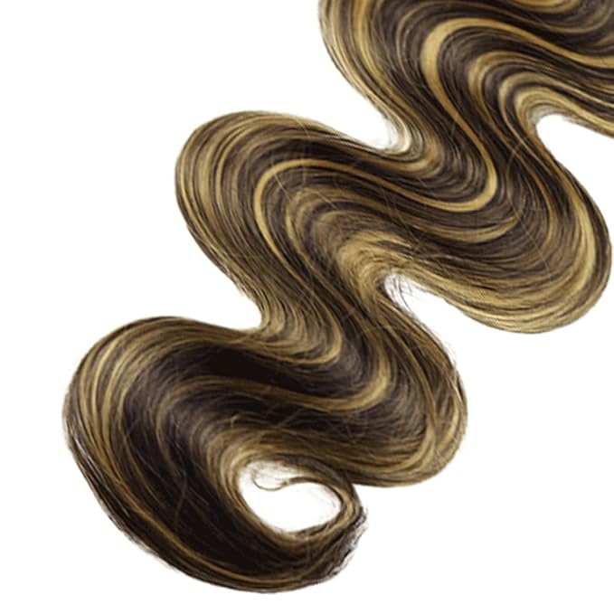34 Inch Highlight Bundles Human Hair Blonde Body Wave Bundles Niegmeag Brazilian Virgin Soft and Silky Remy Hair Extensions 2 Tone Black and Honey Blonde Bundle