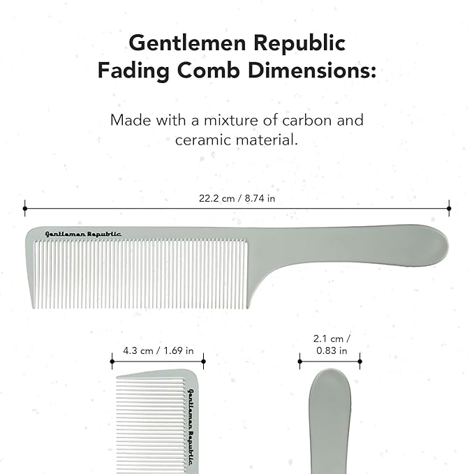 Gentlemen Republic Genuine Grooming Hair Comb for Fades and Men's Haircuts - Set of 3pcs, Soft Round Tips, Strong Teeth with Strong Body - Ideal for Barbers, at-home Grooming and Styling