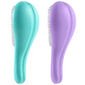 Detangling Hair Brush Set - 2 Pack Detangler Hairbrush with Ultra Soft Bristle for Effortless Tangle Removal - For Dry Wet Damaged Curly Hair for Men Women Girls Boys Kids - Purple & Green