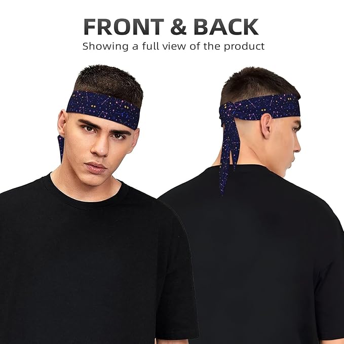 Boys Girls Space Galaxy Zodiac Star Constellation Print Sports Sweat Band Multi Style Lovely Head Ribbon Headdress for Sports Athletic Spa