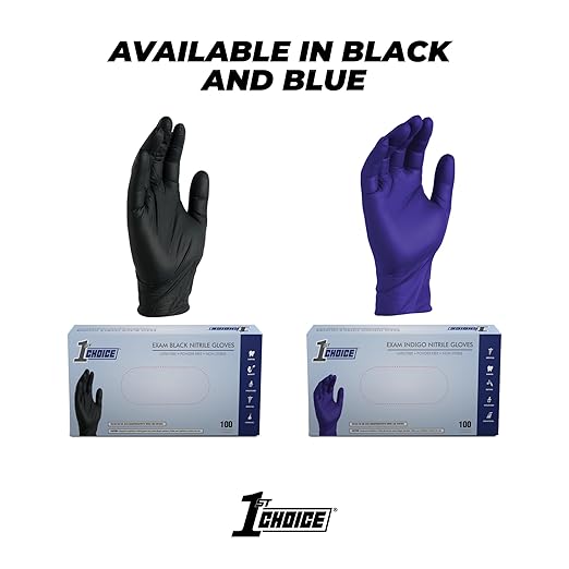 1st Choice Nitrile Disposable Gloves, 3 Mil, Indigo, Case of 1000 Small Gloves, Disposable Latex Free Nitrile Medical Gloves