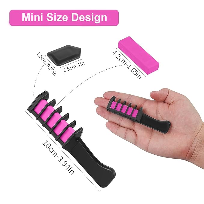 New Hair Chalk Comb Temporary Hair Color Dye for Girls Kids with Light Color Hair, Washable Hair Chalk for Girls Age 4 5 6 7 8 9 10 Birthday Cosplay DIY Christmas (Blue & Pink & Purple)