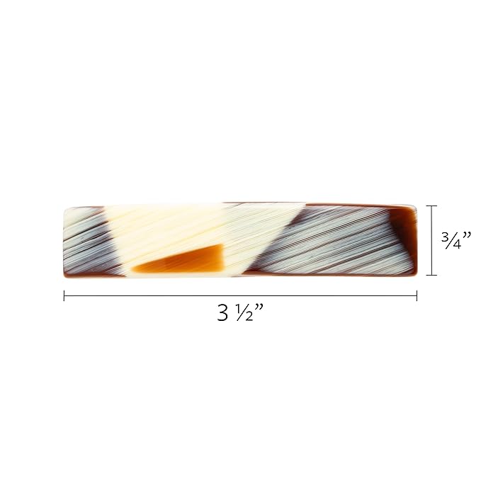 Brown & White Hair Barrette for Thin Hair, Classic Rectangle French Barrette for Women, Lightweight and Comfortable, Strong Hold, Natural Horn | France Luxe