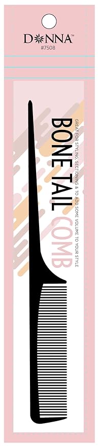 DONNA Bone Tail Comb – Assorted Color Pastel Styling Comb for Sectioning, Volume & Parting – Fine Tooth Hair Comb for Women, Men & Professionals BLACK COLOR