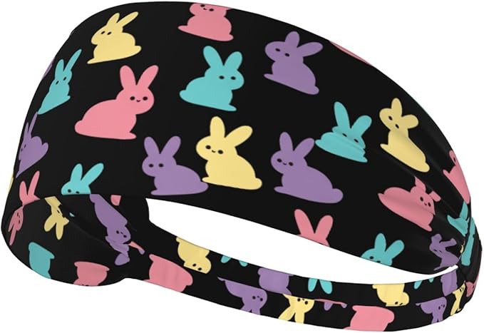 Easter Bunny & Eggs Style Sports Headband for Men Women Moisture Wicking Sweatband for Basketball, Running, Gym