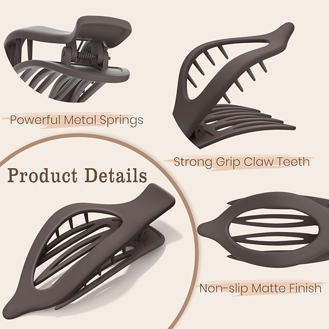 Sunporx Flat Hair Clips for Womens Non-slip Hold Hair Barrettes Curved Flat Clips Duck Billed Barrettes for Thick and Thin Hair French Matte 4 PCS