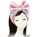 Shintop Women Fashion Lovely Soft Carol Fleece Bowknot Bow Makeup Cosmetic Shower Elastic Hair Band Hairlace Headband (Purple Stripe)