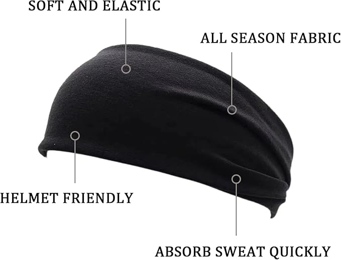 Yoga Headbands for Women, Non Slip Elastic Sweat Hairbands, Solid Color Head Accessories Headscarves Hair Hoop, Sweat-Absorbing Hairbands for Sports, Fitness, Running