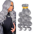 28 30 32 Inch Gray Bundles Human Hair Grey Body Wave Bundles Brazilian Virgin Soft and Silky Remy Hair Extensions Niegmeag Double Weft Silver Body Wave Bundle Hair Weave 300g