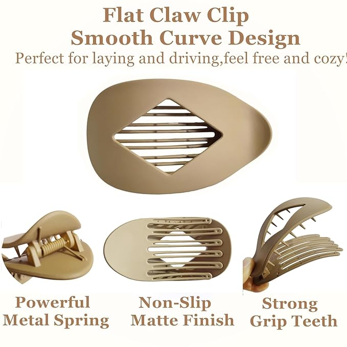 Flat Hair Claw Clips for Women,Matte Medium Hair Clips for Thick & Thin Hair- Comfortable Everyday Use for Office, Yoga, Party & Casual Styling (4PCS I)