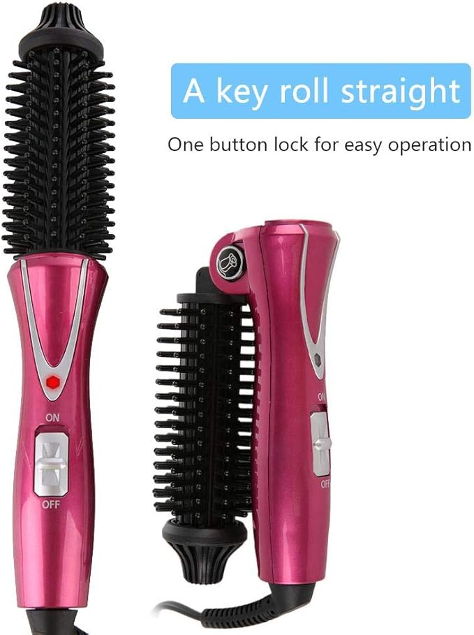 Hair Curler Brush, 30W Foldable Curling Iron Comb Salon Air Paddle Styling Brushes Generator Ceramic Lightweight Hot Air Volumize Hair Brush for Volume and Soft Curls(US)