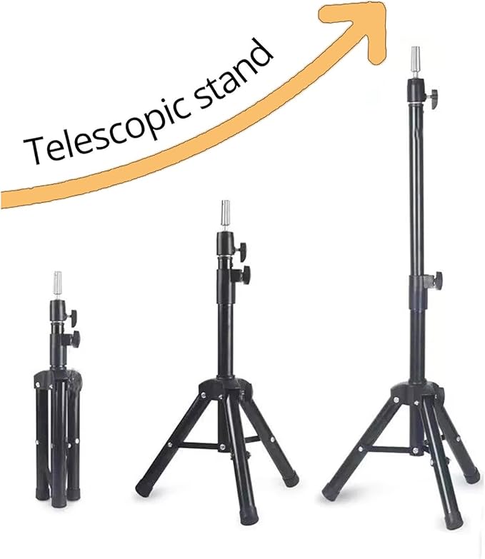 Generic Wig Stand Tripod 40"" Heavy Duty Reinforced Adjustable Mannequin Head Stand Tripod for Styling Cosmetology Hairdressing Training, Metal Wig Head Stand Holder with Wig Caps,Paddle Comb T-Pins