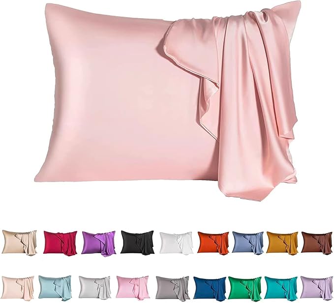 Mulberry Silk Pillowcase for Hair and Skin,Queen Size Cooling Silk Pillow Case with Hidden Zipper,Allergen Proof Dual Sides Soft Breathable Smooth Silk Pillow Cover for Women(Queen,Beige)