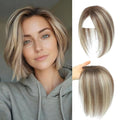 Hair Toppers for Women Real Human Hair Topper for Women with No Bangs Hairpieces Comfortable and Breathable 10 Inch Swiss Base 3D 360°Cover Glue-free (Medium Brown with Ash Blond Highlights)