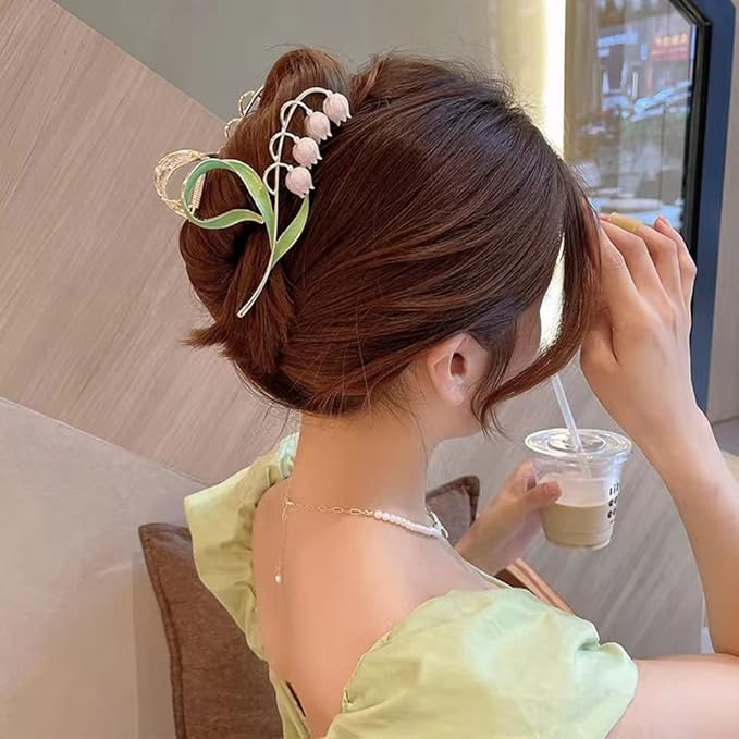Large Multicolor Floral Metal Non-Slip Strong Hold Hair Jaw Clips and Butterfly Hair Accessories - Cute Headwear Gifts for Women (2Pcs)