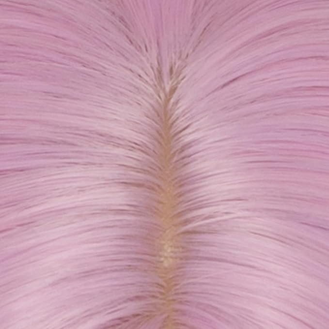 BUFASHION 14" Women Short Light Pink Kinky Straight Cosplay Synthetic Wigs With Air Bangs 46 Colors Available (Light Pink)