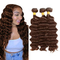 Color 4 Human Hair Bundles Chocolate Brown Deep Wave 3 Bundles 26 28 30 Inch Niegmeag Brazilian Virgin Soft And Sikly Remy Hair Extensions Dark Brown Color