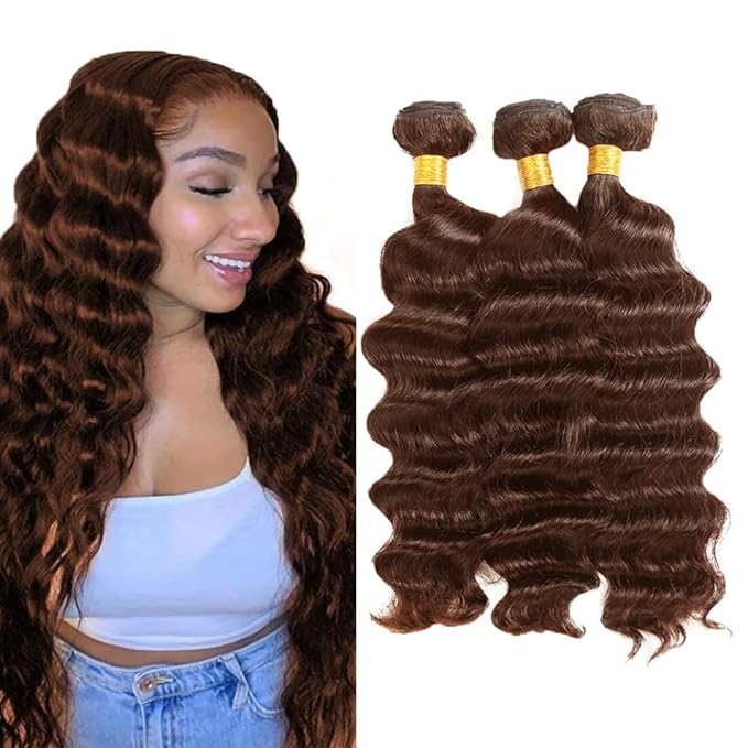 Color 4 Human Hair Bundles Chocolate Brown Deep Wave 3 Bundles 26 28 30 Inch Niegmeag Brazilian Virgin Soft And Sikly Remy Hair Extensions Dark Brown Color